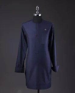 A Navy Blue, Front Flap Detailing Long Sleeve African kaftan and Sokoto