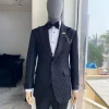 A Peak Lapel Jacquard Black Floral Tuxedo Suit