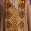 A Peanut Brown, Perspective Square With Keke Elemu Embroidery Details Agbada