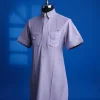 A periwinkle purple, paisley details short sleeve ka-shirt senator Kaftan native.
