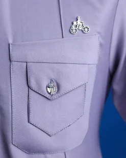 A periwinkle purple, paisley details short sleeve ka-shirt senator Kaftan native.