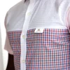 A Plaid check, pink and white seersucker mix casual shirt.