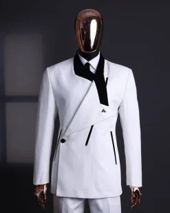 A Polished chinos “pride & prejudice” double breasted deconstructed dropping lapel suit