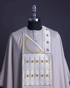 A Porcelain, Cloud and pattern embroidery detailing agbada