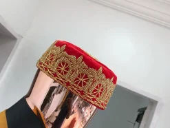 A Red and gold embroidery African traditional hat