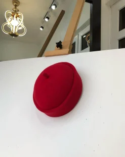 A Red Wool African Ibo Traditional Hat