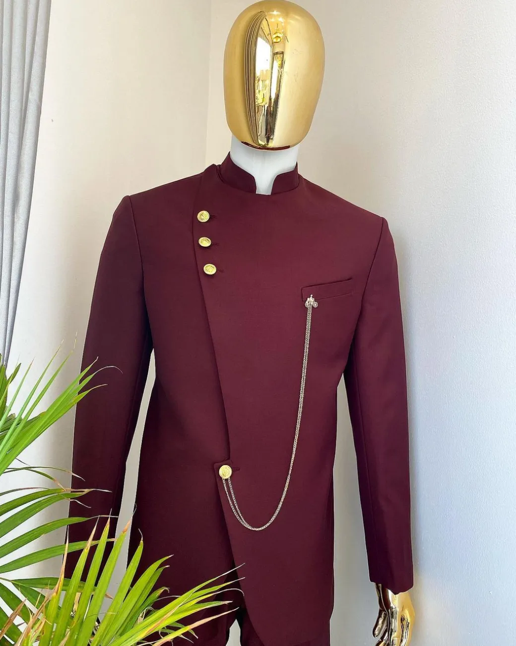 A Reloaded Burgundy Separated Buttons “French” Safari Suit