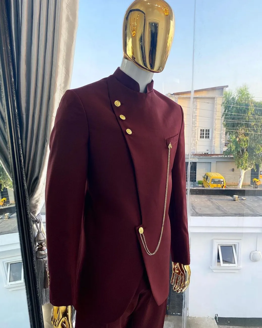 A Reloaded Burgundy Separated Buttons “French” Safari Suit