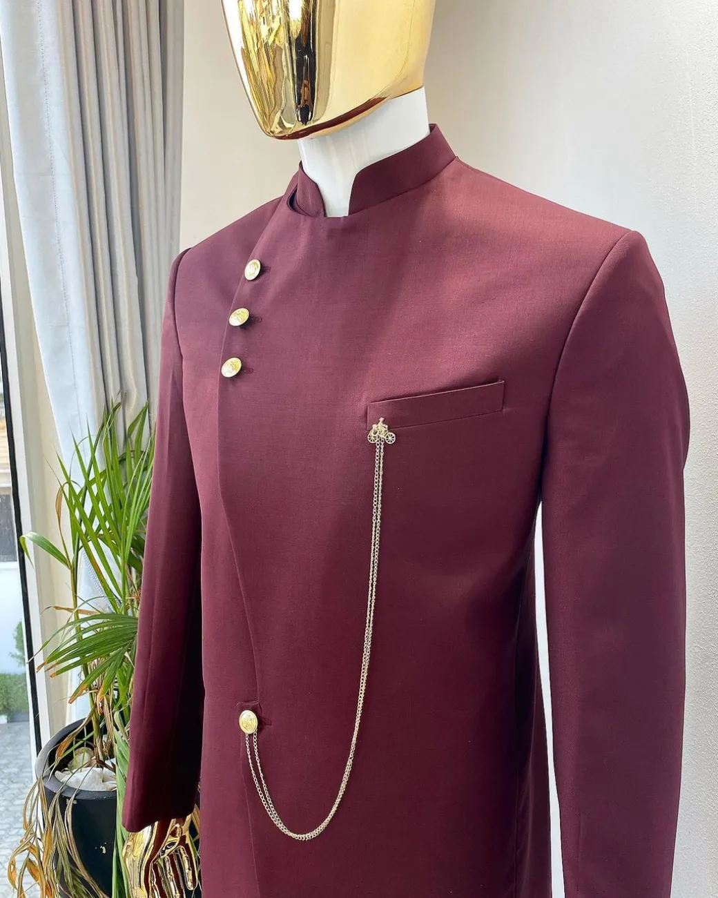 A Reloaded Burgundy Separated Buttons “French” Safari Suit