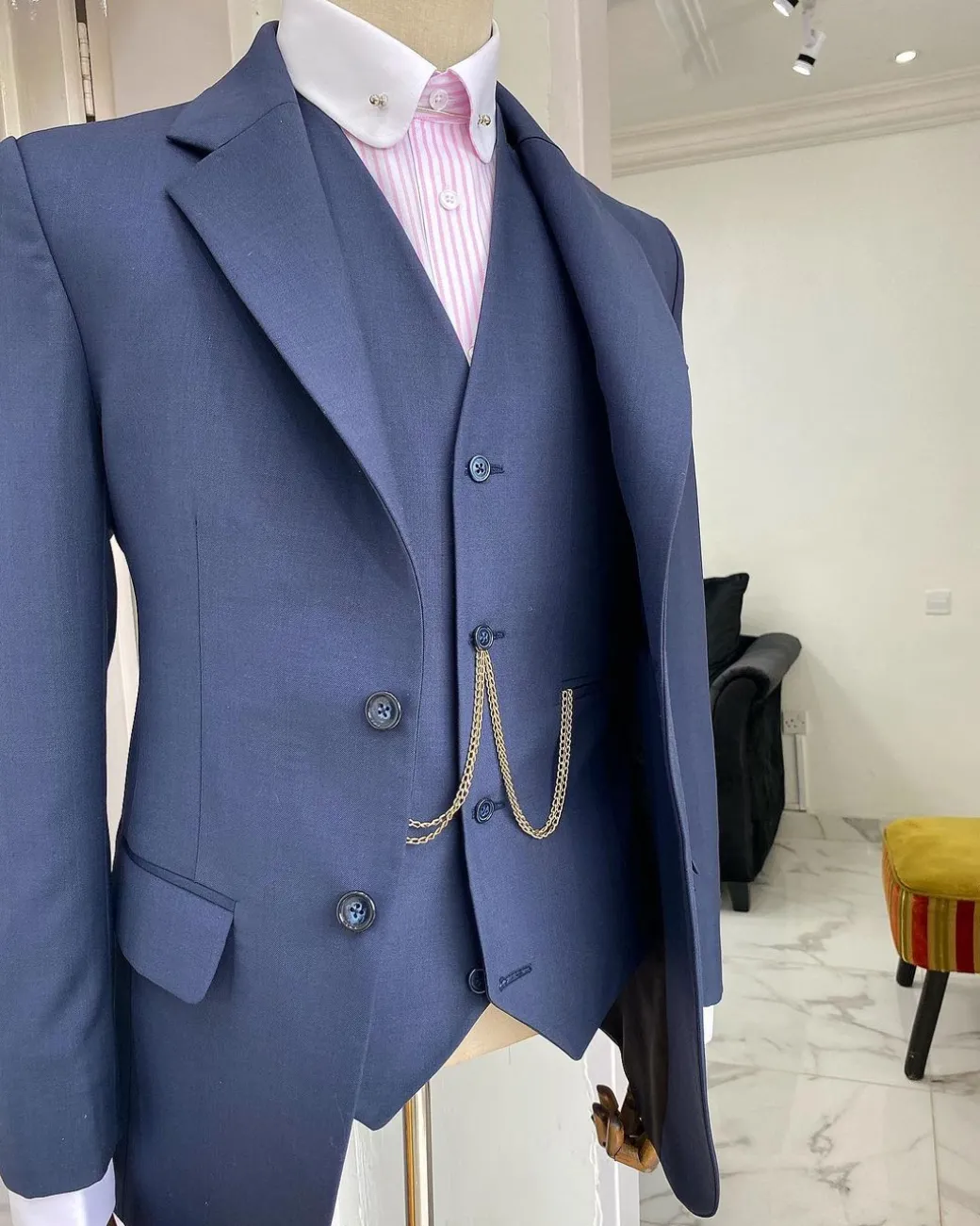 A Reloaded Irish “Board Room” Navy Blue 3-piece Notch Lapel Corporate Suit.