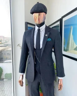 A reloaded “peaky blinders” Iron Grey Jorgecarli Super 140’s- “Board Room” notch lapel suit