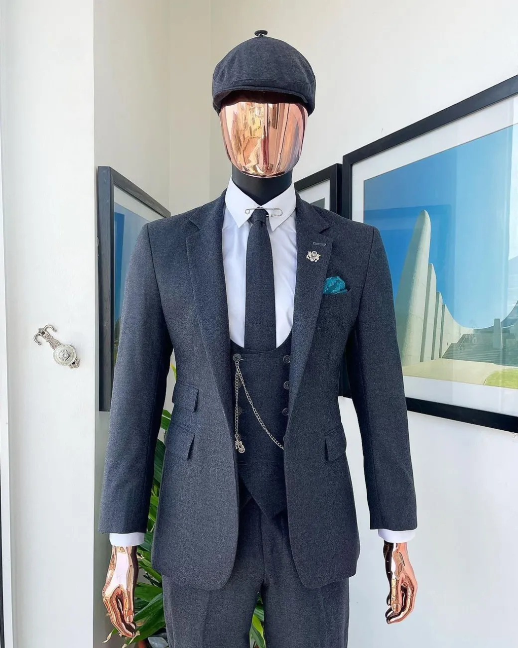 A reloaded “peaky blinders” Iron Grey Jorgecarli Super 140’s- “Board Room” notch lapel suit