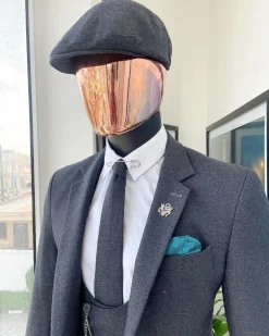 A reloaded “peaky blinders” Iron Grey Jorgecarli Super 140’s- “Board Room” notch lapel suit