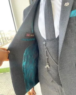 A reloaded “peaky blinders” Iron Grey Jorgecarli Super 140’s- “Board Room” notch lapel suit