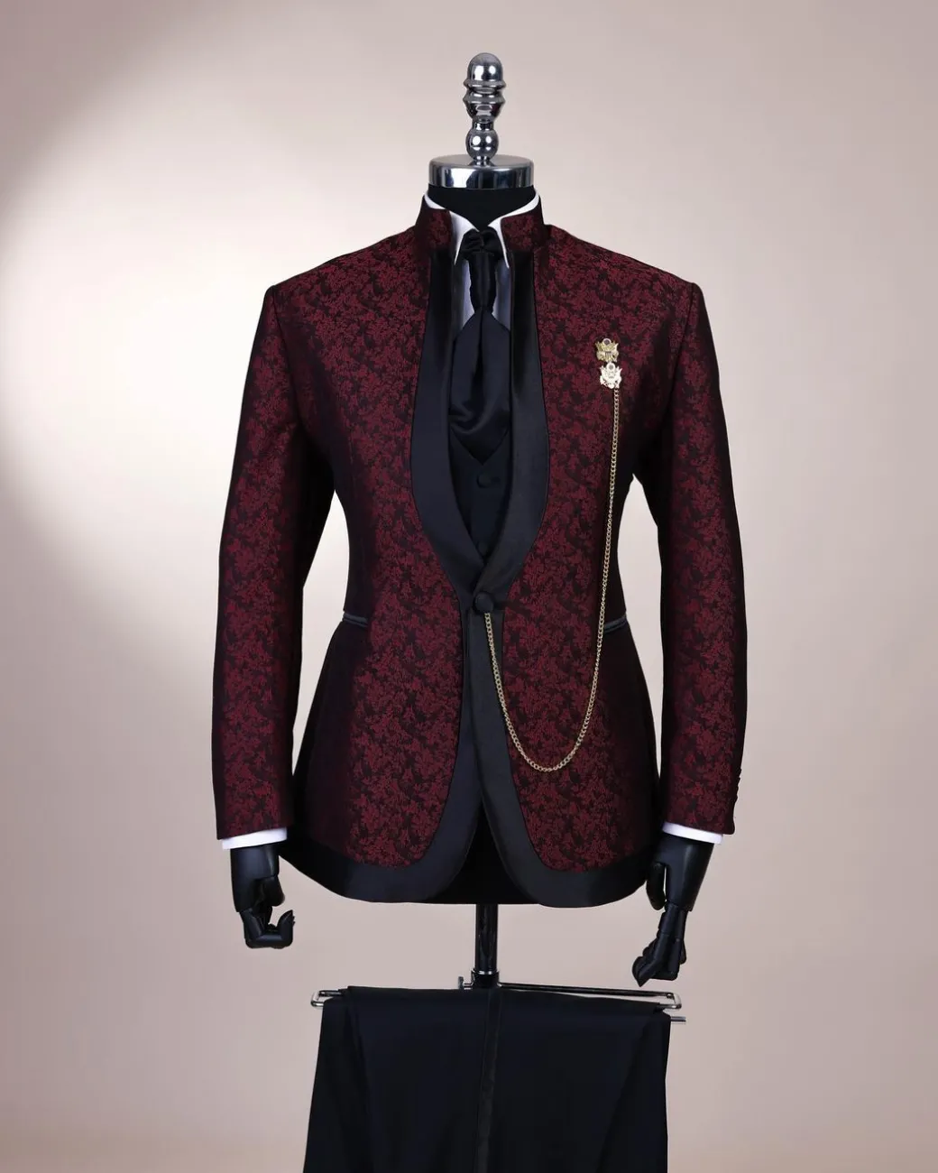 A Reloaded “Pope” Monochrome Black And Burgundy Suit