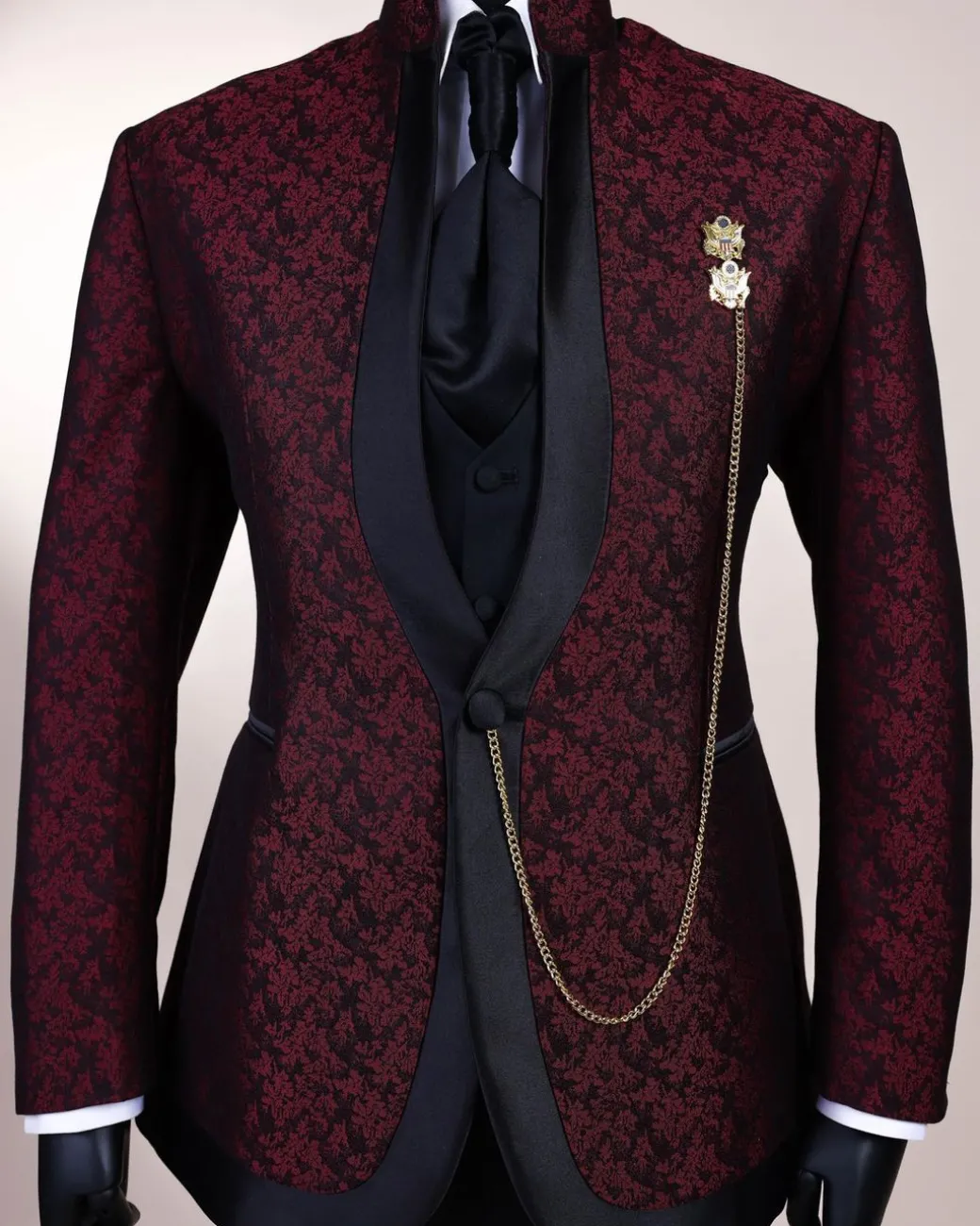 A Reloaded “Pope” Monochrome Black And Burgundy Suit