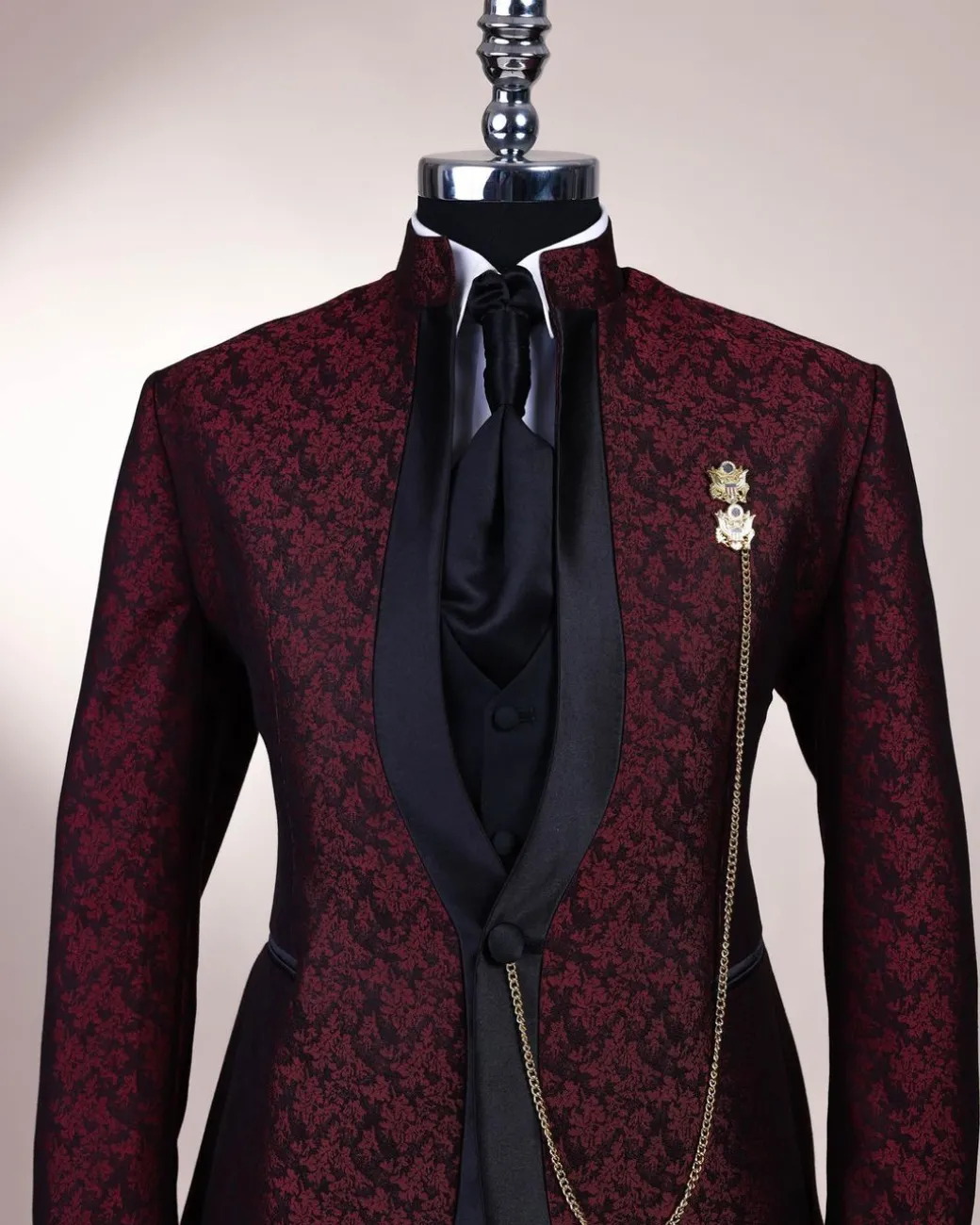 A Reloaded “Pope” Monochrome Black And Burgundy Suit