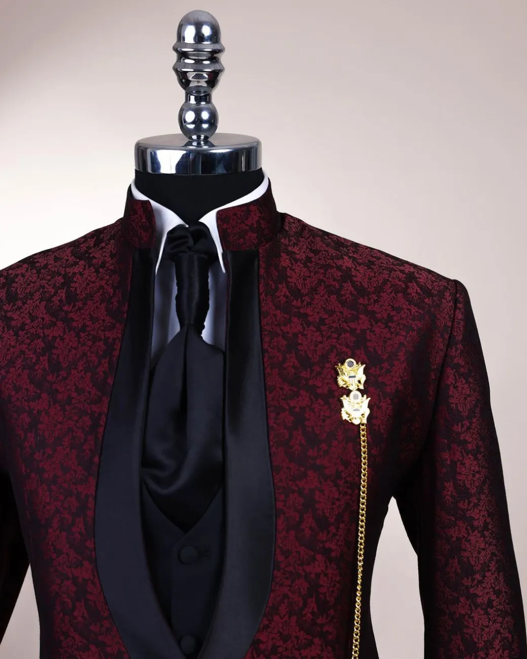 A Reloaded “Pope” Monochrome Black And Burgundy Suit