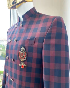 A Reloaded red and black check “French” double breasted safari suit