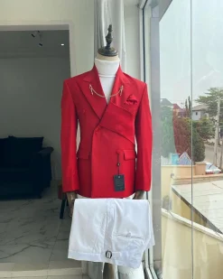 A Reloaded Red “Oranmiyan”Peak Lapel Tuxedo Suit