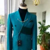 A reloaded Teal Green Tuxedo Double breasted strap “Oranmiyan” Suit