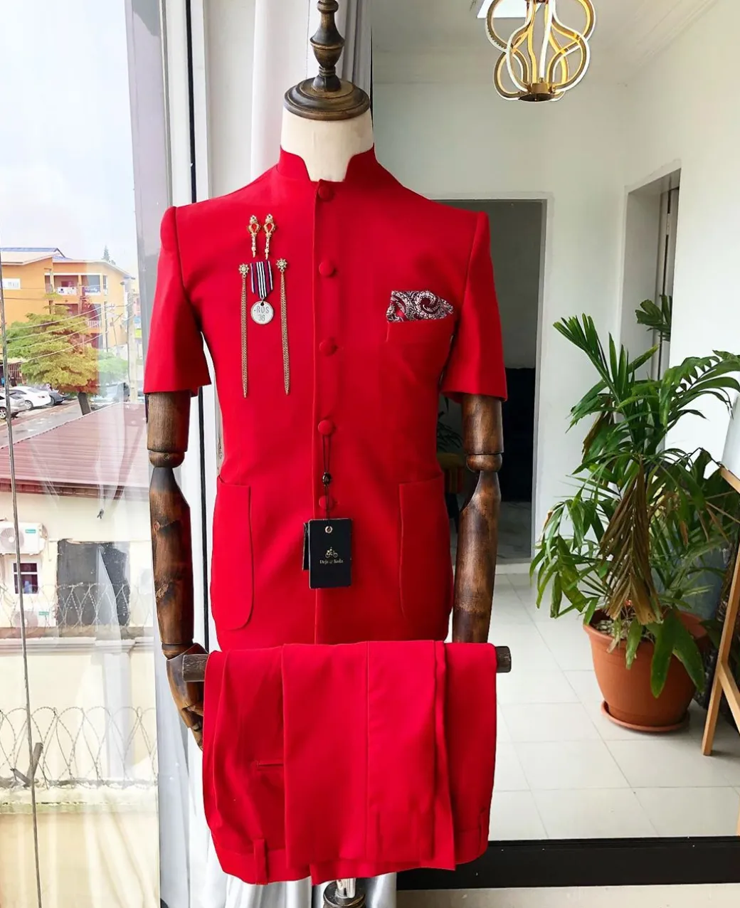 A Reloaded “Tomato Red” French Safari Short Sleeve Suit