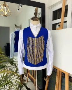 A Reloaded White And Blue silk “showman” trench Suit