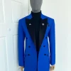 A Royal Blue Peak Double Breasted Velvet Lapel Suit