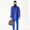 A Royal Blue 3-piece Kaftan, Black Hat Patterned Jacket