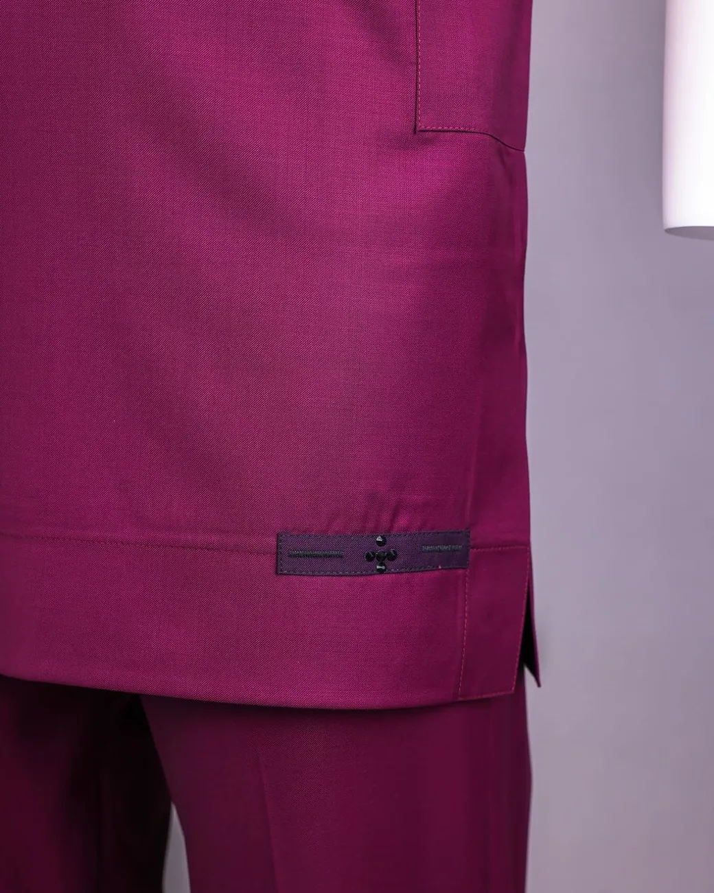 A Ruby red, front flap with black Swarovski crystal button, 3/4 sleeve African senator kaftan native