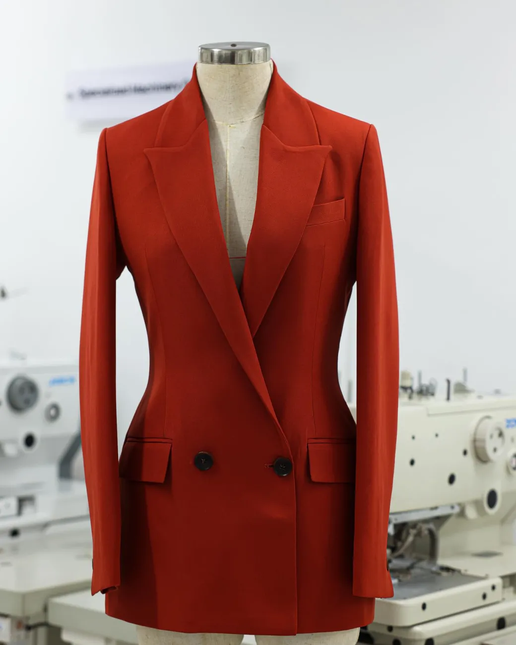 A Rust Orange Peak Lapel, Double-Breasted Jacket.