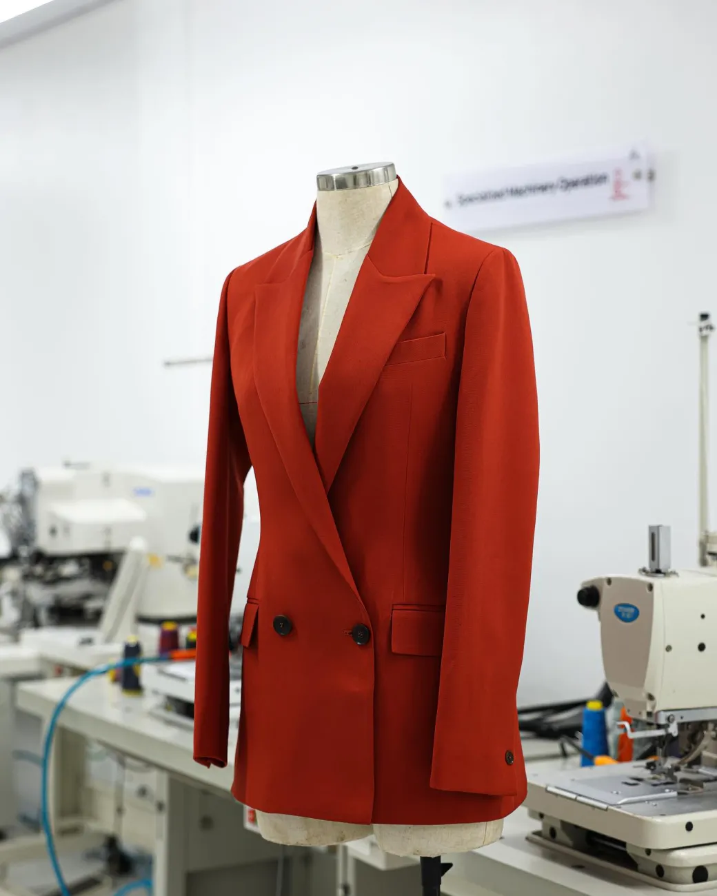 A Rust Orange Peak Lapel, Double-Breasted Jacket.