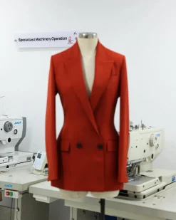 A Rust Orange Peak Lapel, Double-Breasted Jacket.