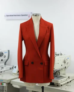 A Rust Orange Peak Lapel, Double-Breasted Jacket.