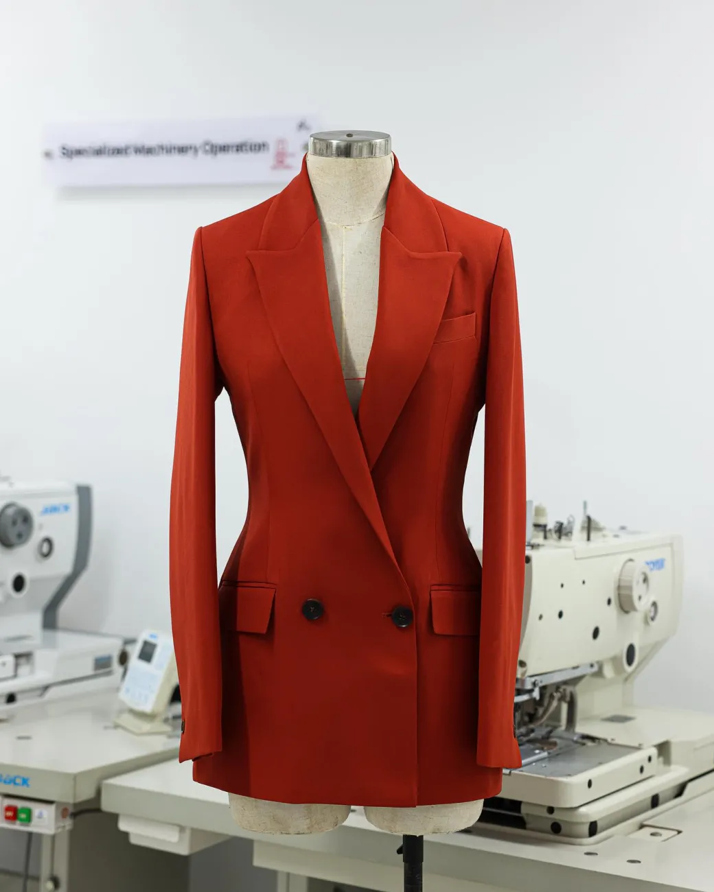 A Rust Orange Peak Lapel, Double-Breasted Jacket.