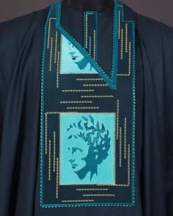 A Sacramento green, mama Charlie on gold embroidery details