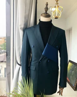A Sacramento Green “Oranmiyan“ Double Breasted Peak Lapel Suit