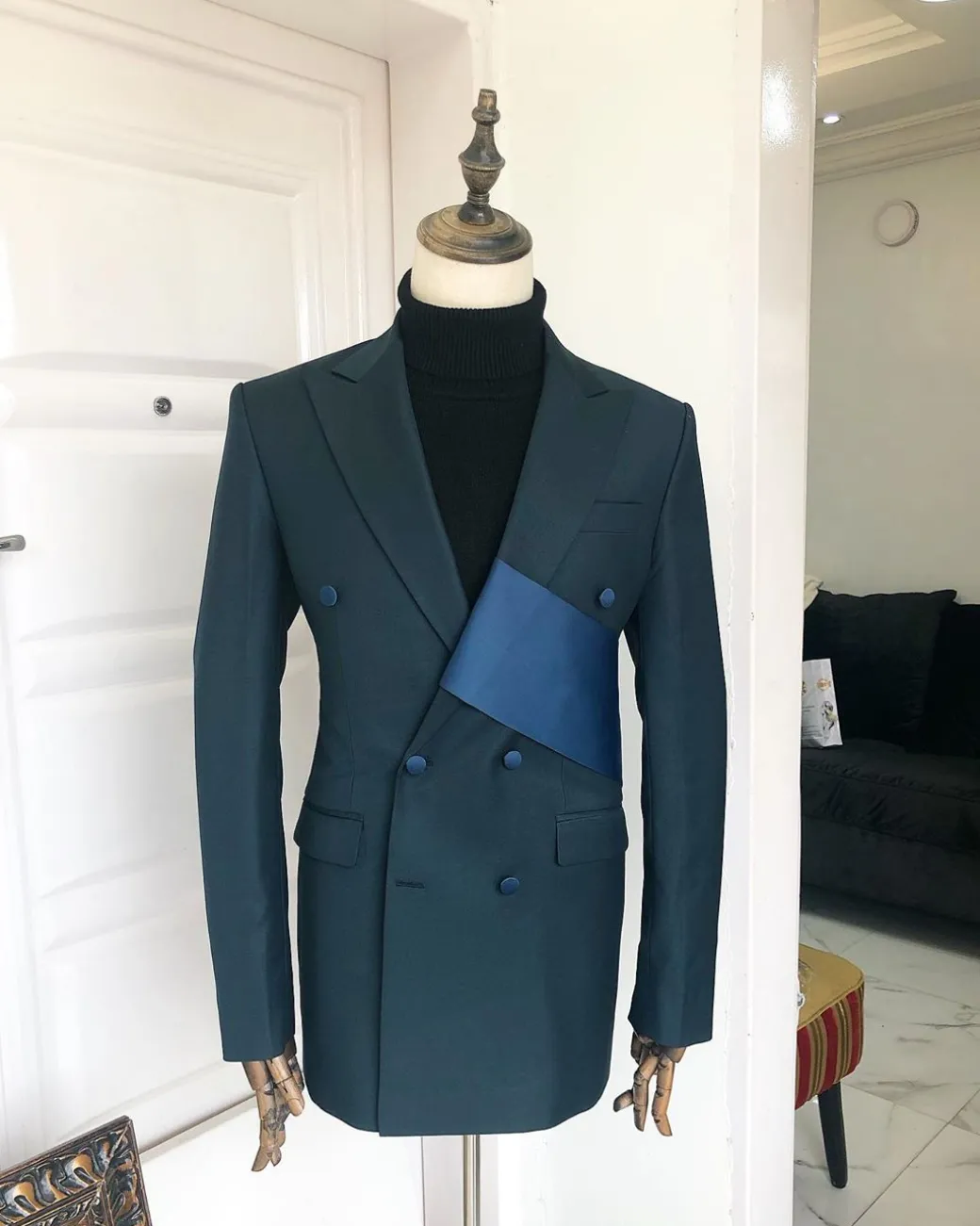 A Sacramento Green “Oranmiyan“ Double Breasted Peak Lapel Suit