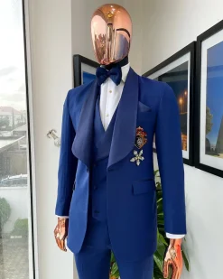 A Sapphire Blue Shawl Lapel Tuxedo Suit