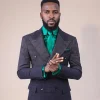 A “scritto” black and grey mix – inscribe your name (dejiandkola) – black embroidery double breasted suit
