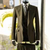 A Seaweed Green, Knitted, Peak Lapel, Jorgecarli Suit