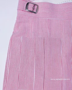 A seersucker (rail road stripe) notch lapel suit with patch pocket