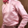 A Silk, Pink, Wing Collar, Pleated Tuxedo Shirt