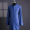 A Sky Blue, Treaded Angle, Long Sleeve Traditional African Senator Kaftan Native.