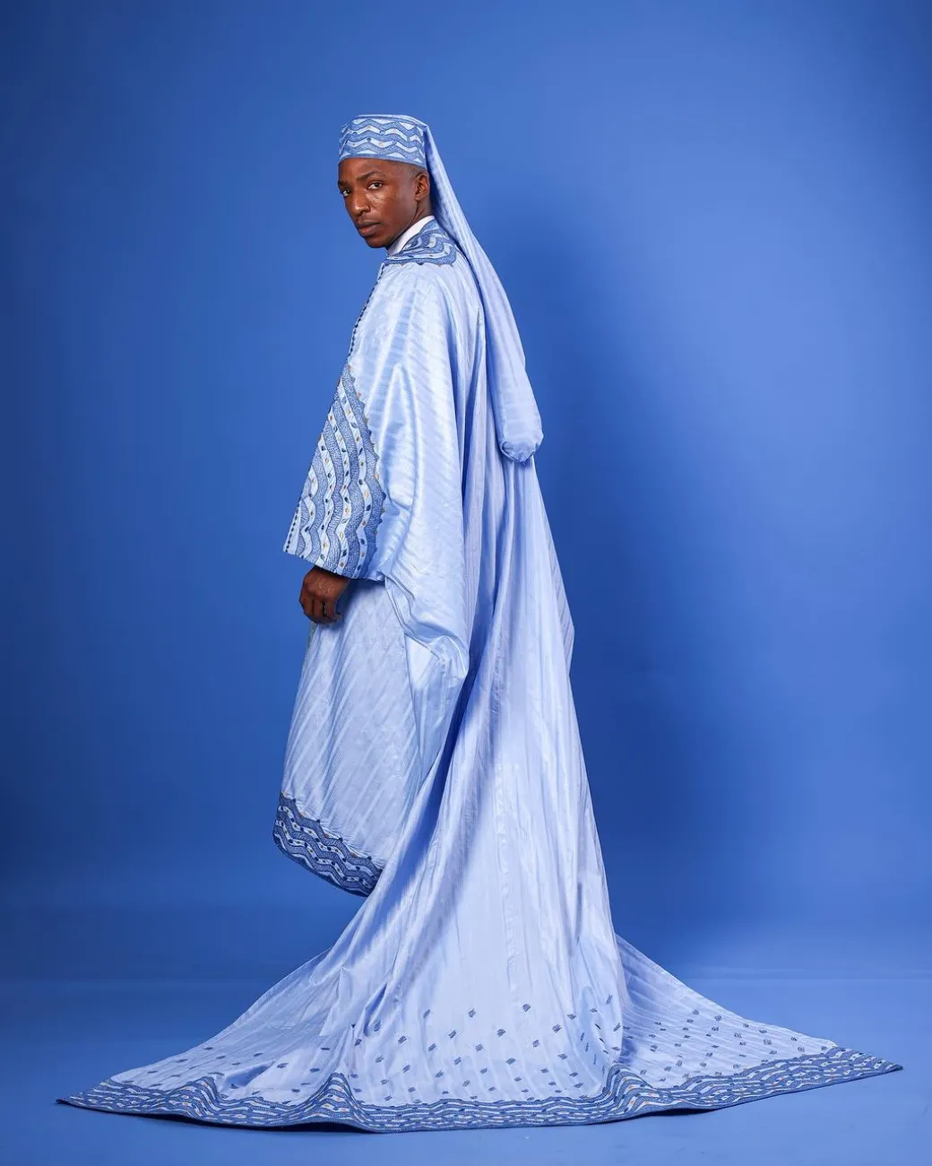 A Skye Blue, “Mansa” Spiral And Basket, Front Cut With Tail Embroidery Details Tagbada