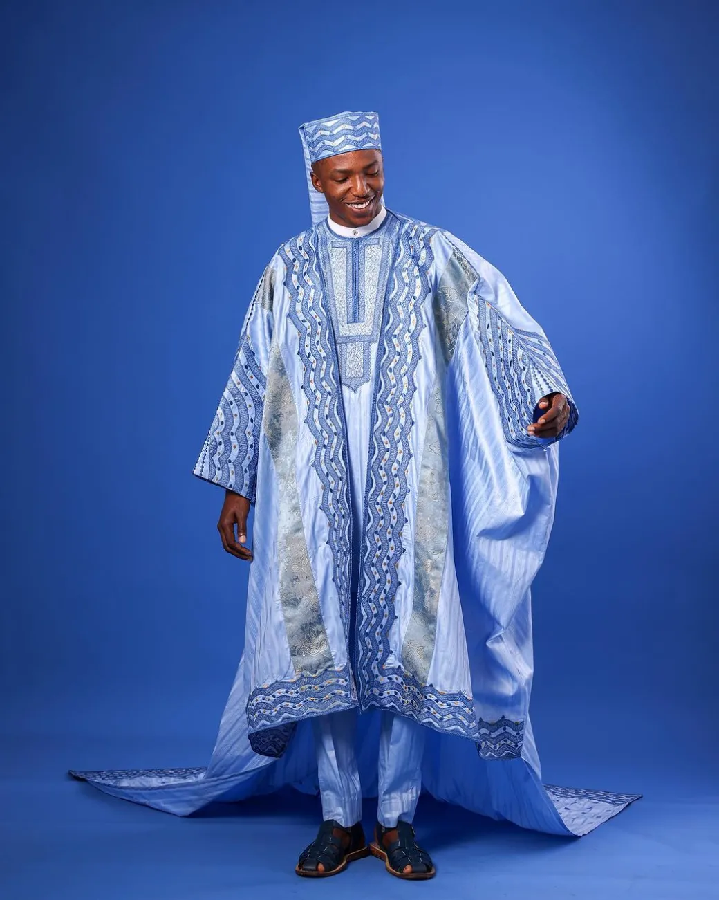 A Skye Blue, “Mansa” Spiral And Basket, Front Cut With Tail Embroidery Details Tagbada