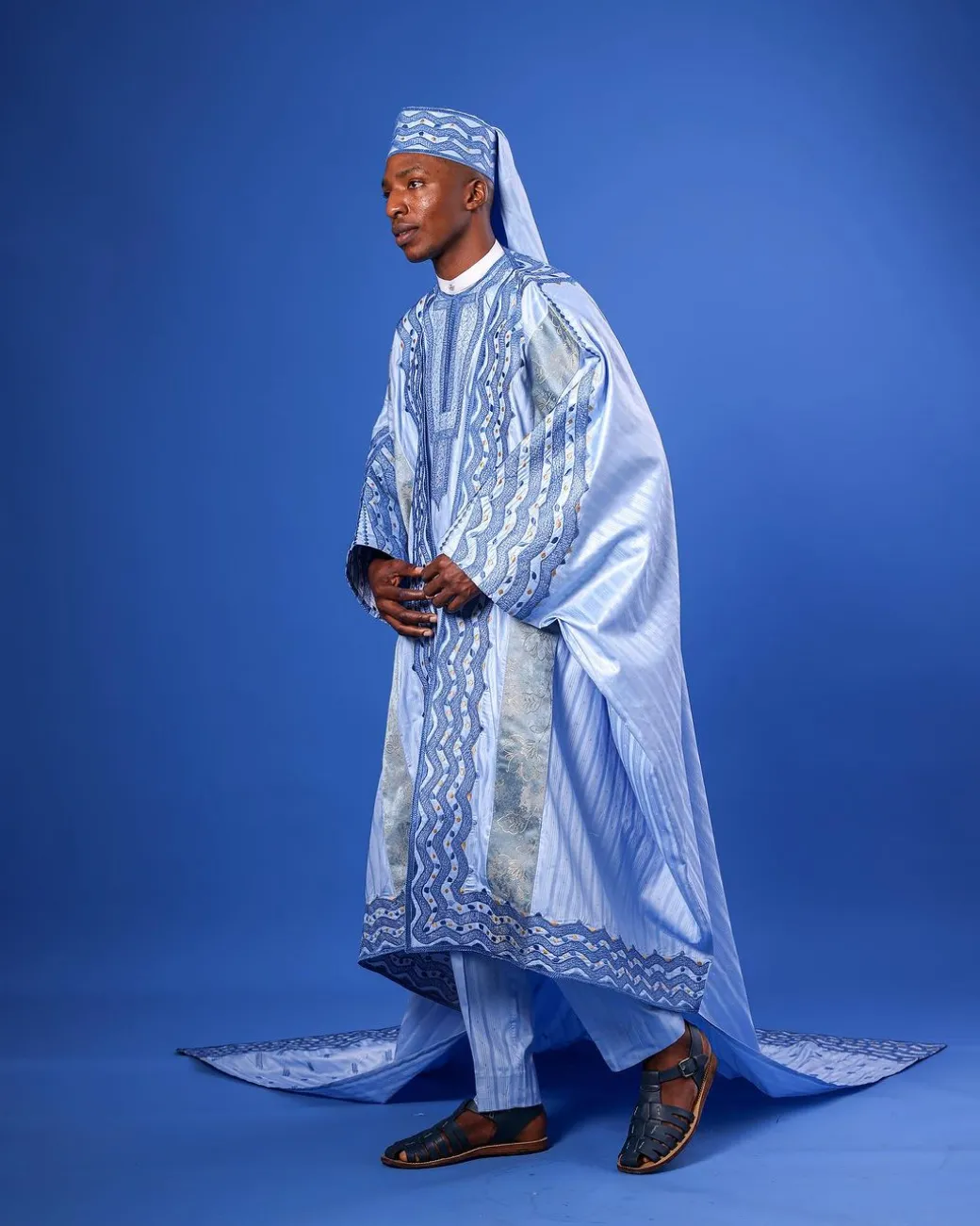 A Skye Blue, “Mansa” Spiral And Basket, Front Cut With Tail Embroidery Details Tagbada