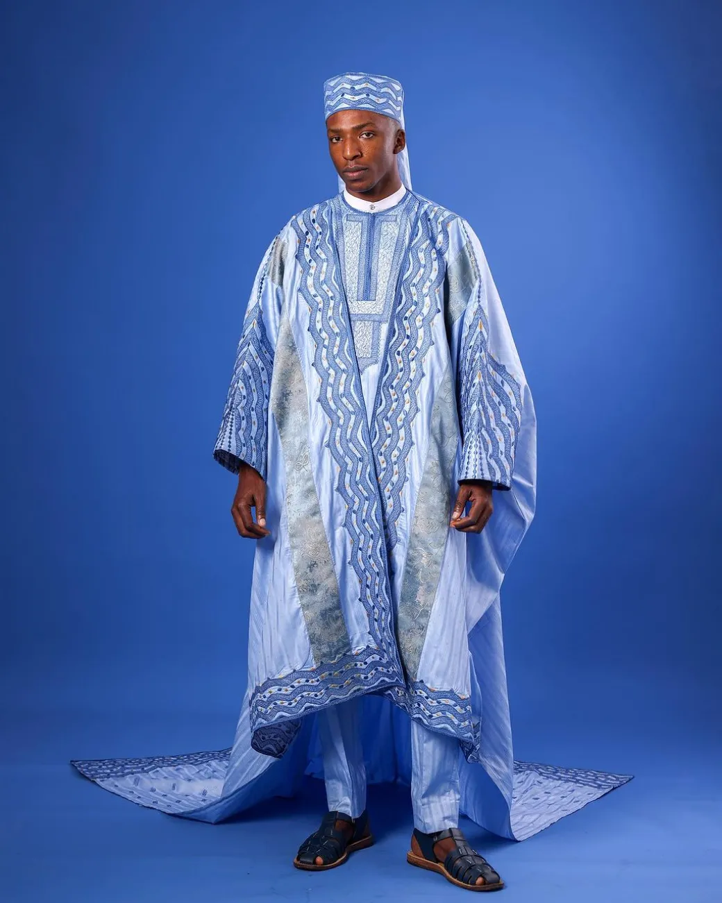 A Skye Blue, “Mansa” Spiral And Basket, Front Cut With Tail Embroidery Details Tagbada