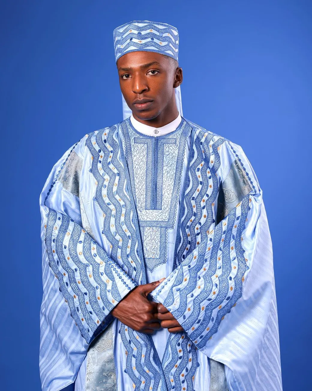 A Skye Blue, “Mansa” Spiral And Basket, Front Cut With Tail Embroidery Details Tagbada