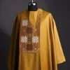 A tawny brown, “connected arewa ” embroidery details with laced Swarovski stone agbada